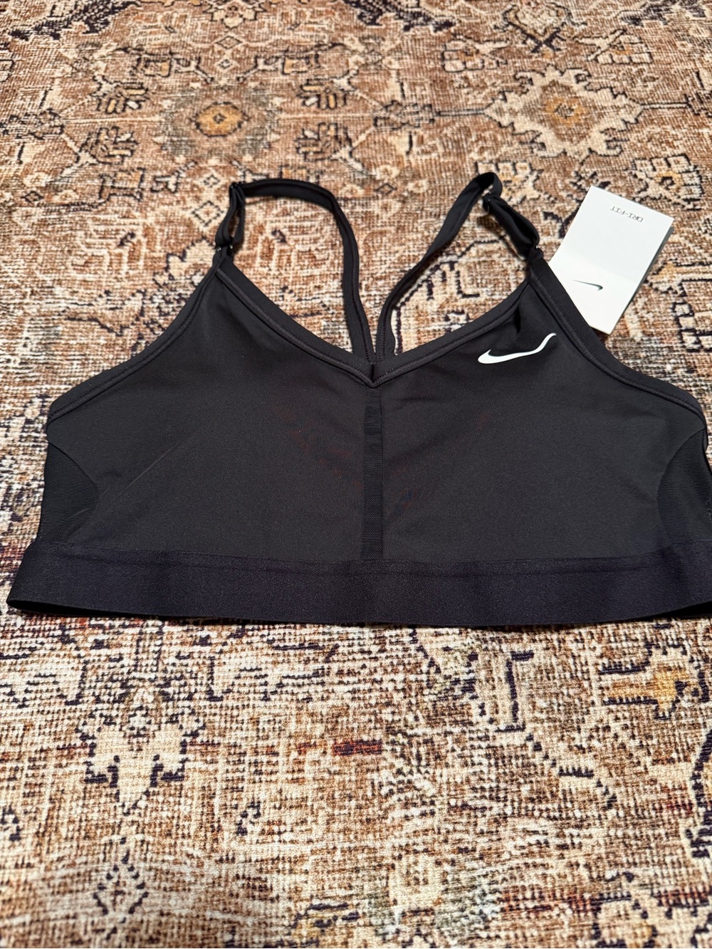 Nike Black Racerback Light Support Sports Bra with White Swoosh